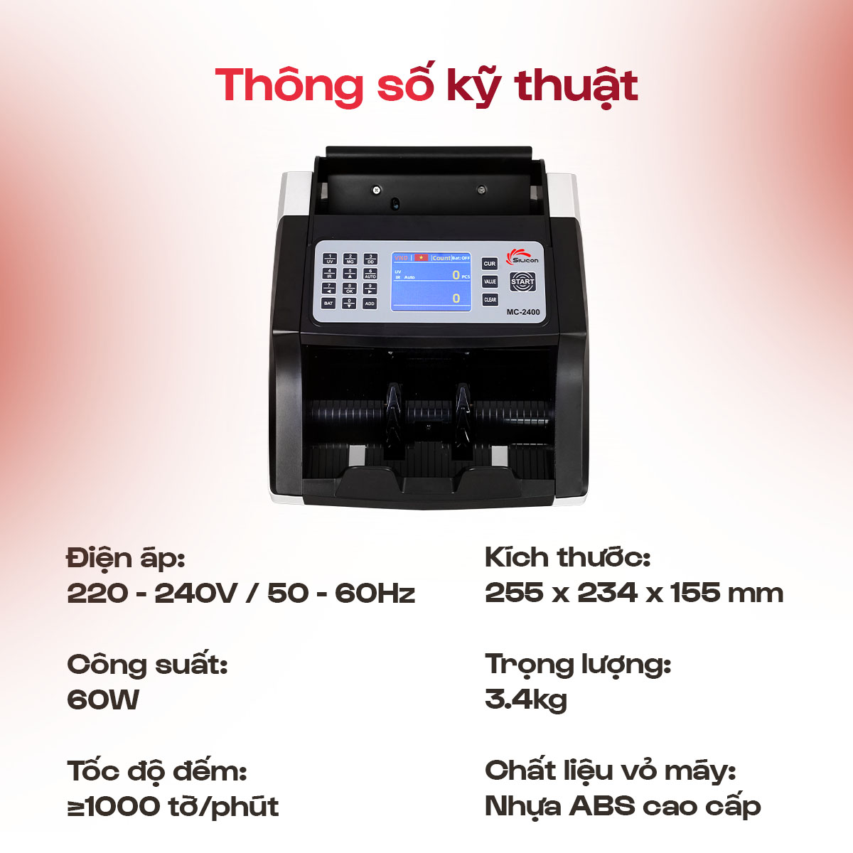 Máy Đếm Tiền Silicon MC-2400