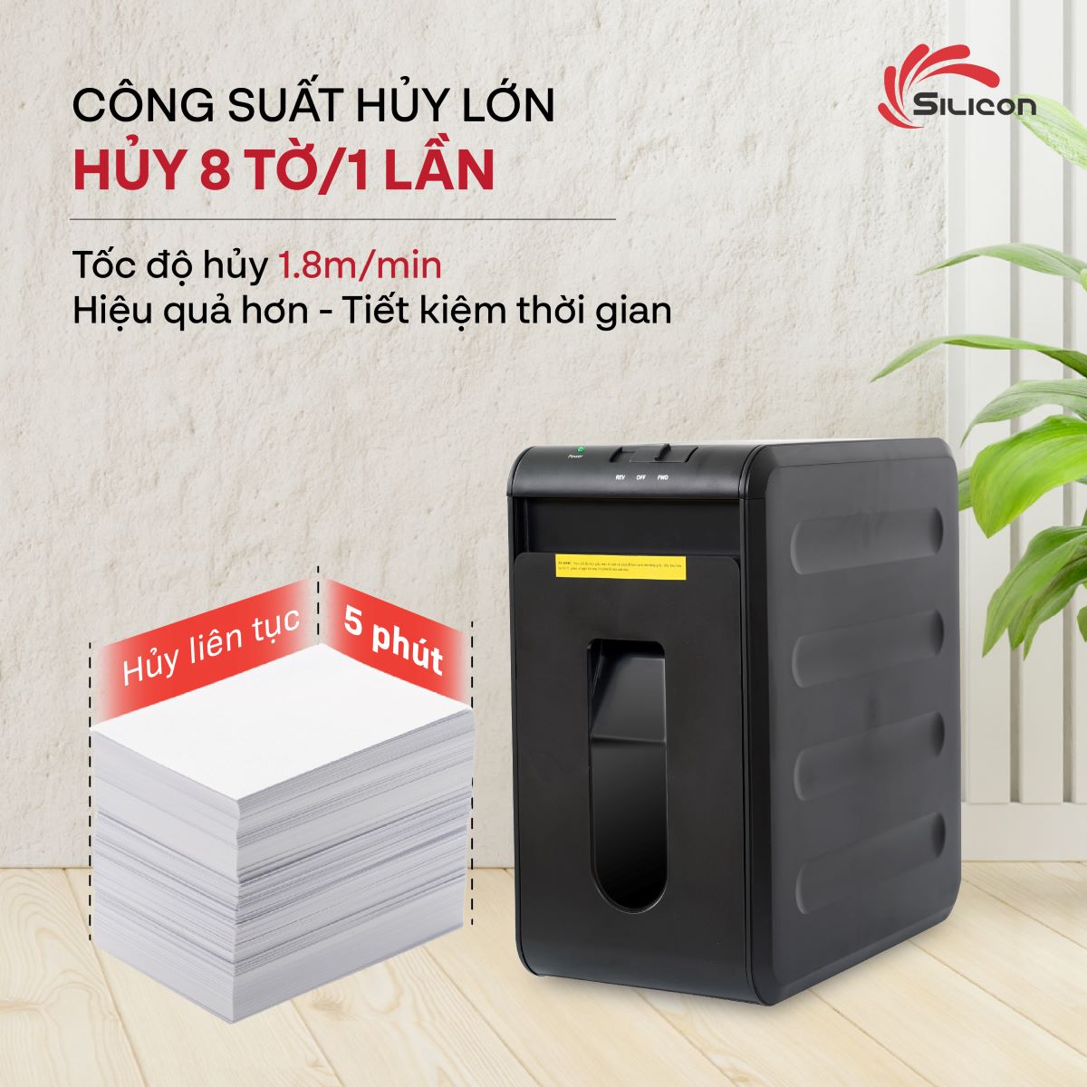 Máy hủy tài liệu Silicon PS-1008C