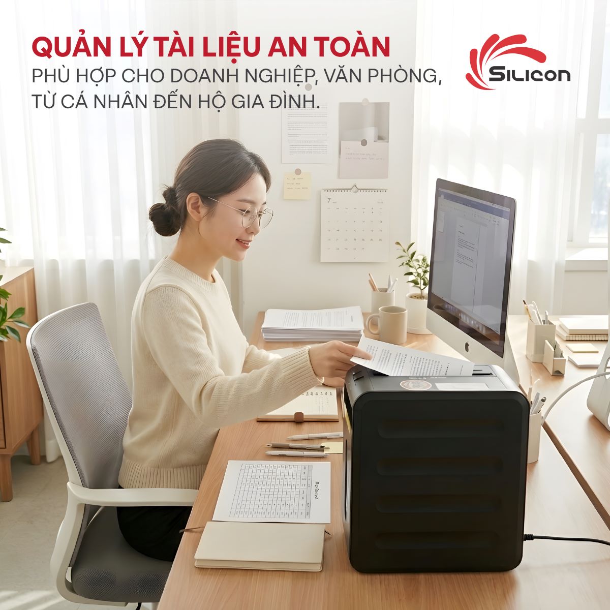 Máy hủy tài liệu Silicon PS-1008C