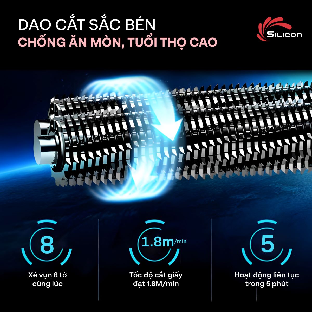 Máy hủy tài liệu Silicon PS-1008C