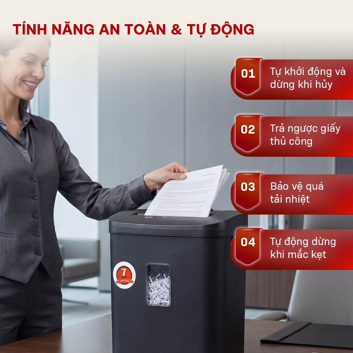 Máy hủy tài liệu Silicon PS-1012C