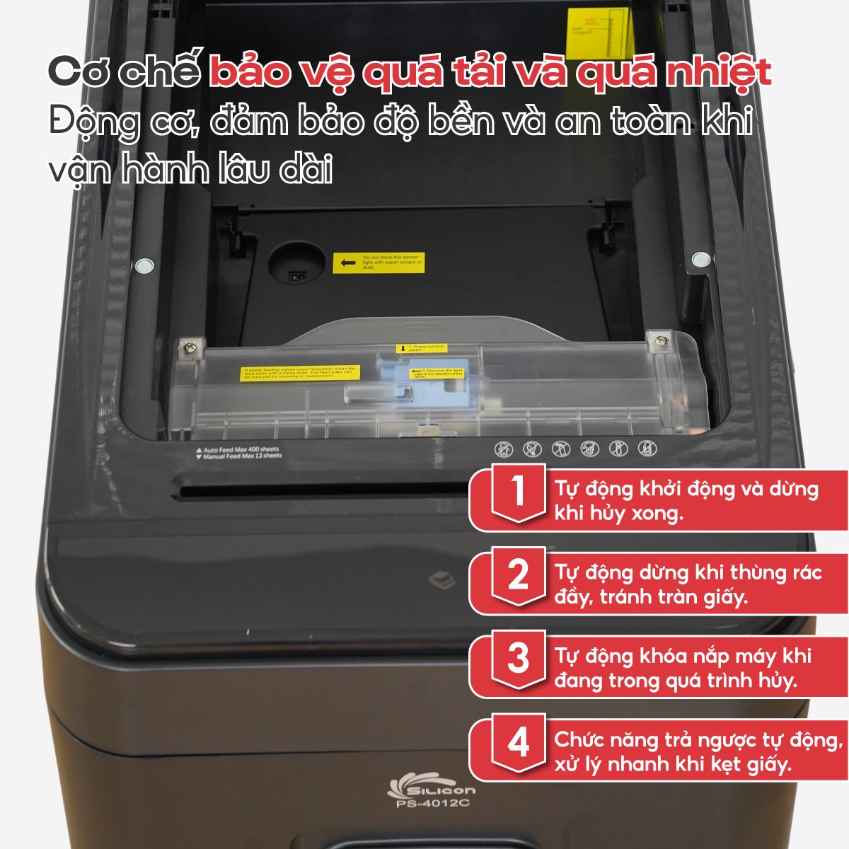 Máy hủy tài liệu Silicon PS-4012C