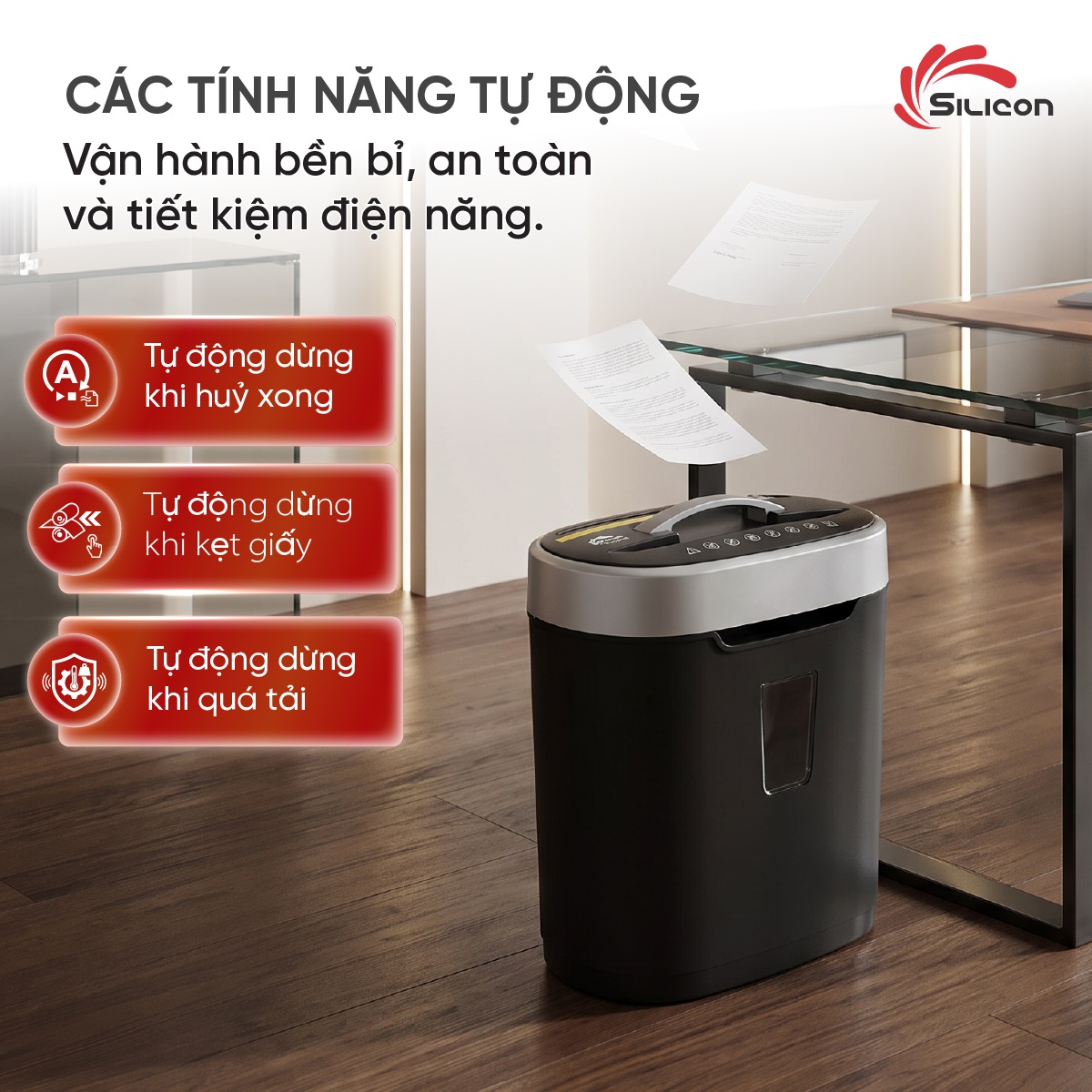 Máy hủy tài liệu Silicon PS-508M