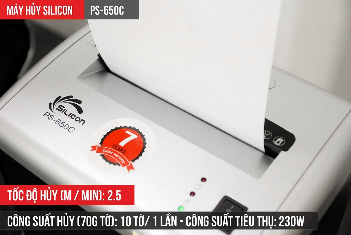 Máy hủy tài liệu Silicon PS-650C